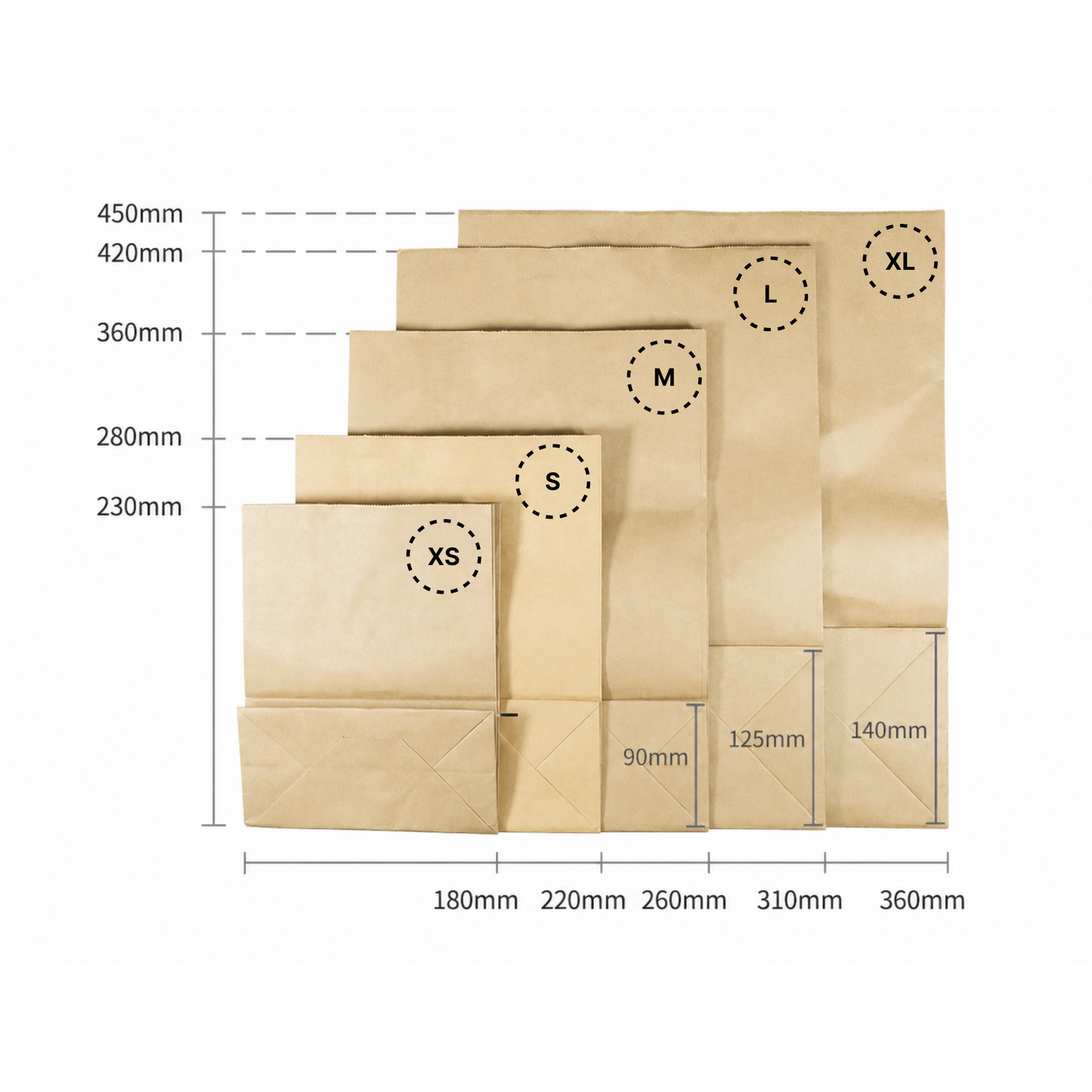 KTB-L Kraft Flat Handle Takeaway Bag  | Large