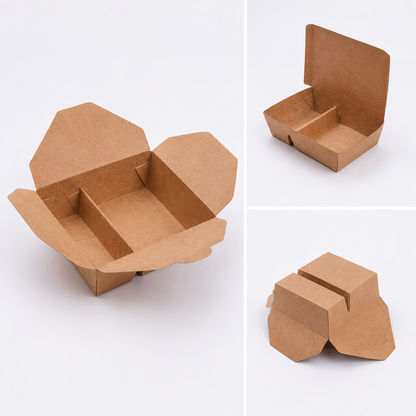 EM152 Kraft 2 Compartment Takeaway Box