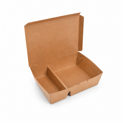 EM170 Kraft 2 Compartment Takeaway Box