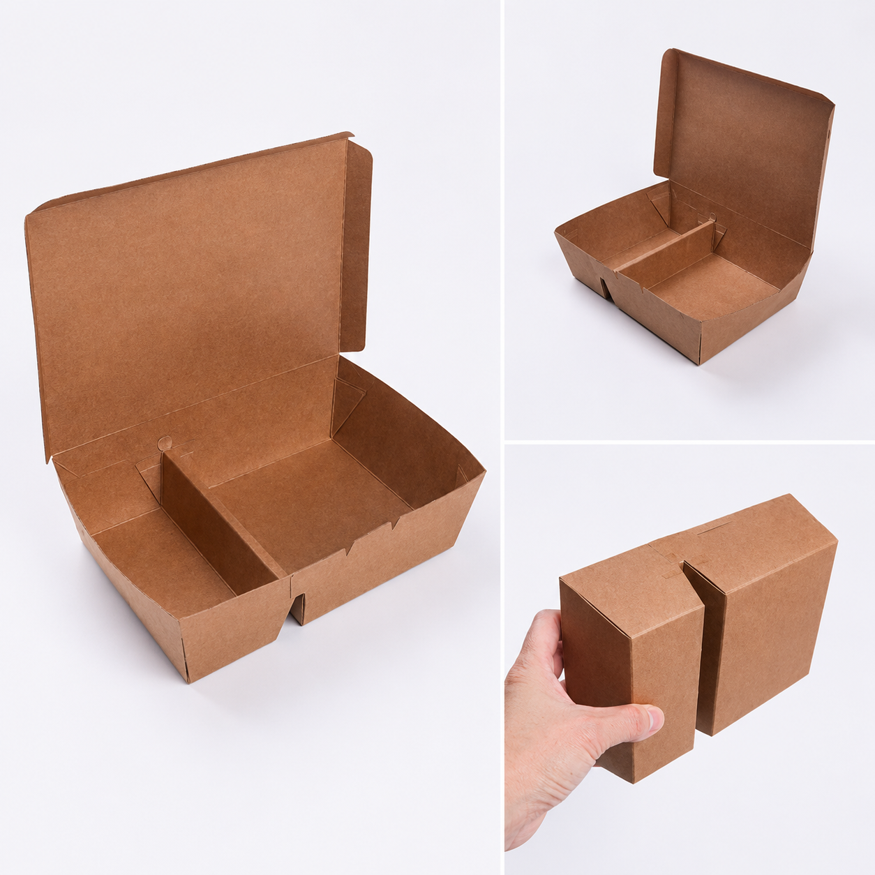 EM170 Kraft 2 Compartment Takeaway Box
