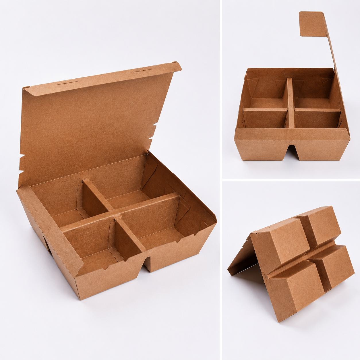 EM175 Kraft 4 Compartment Takeaway Box