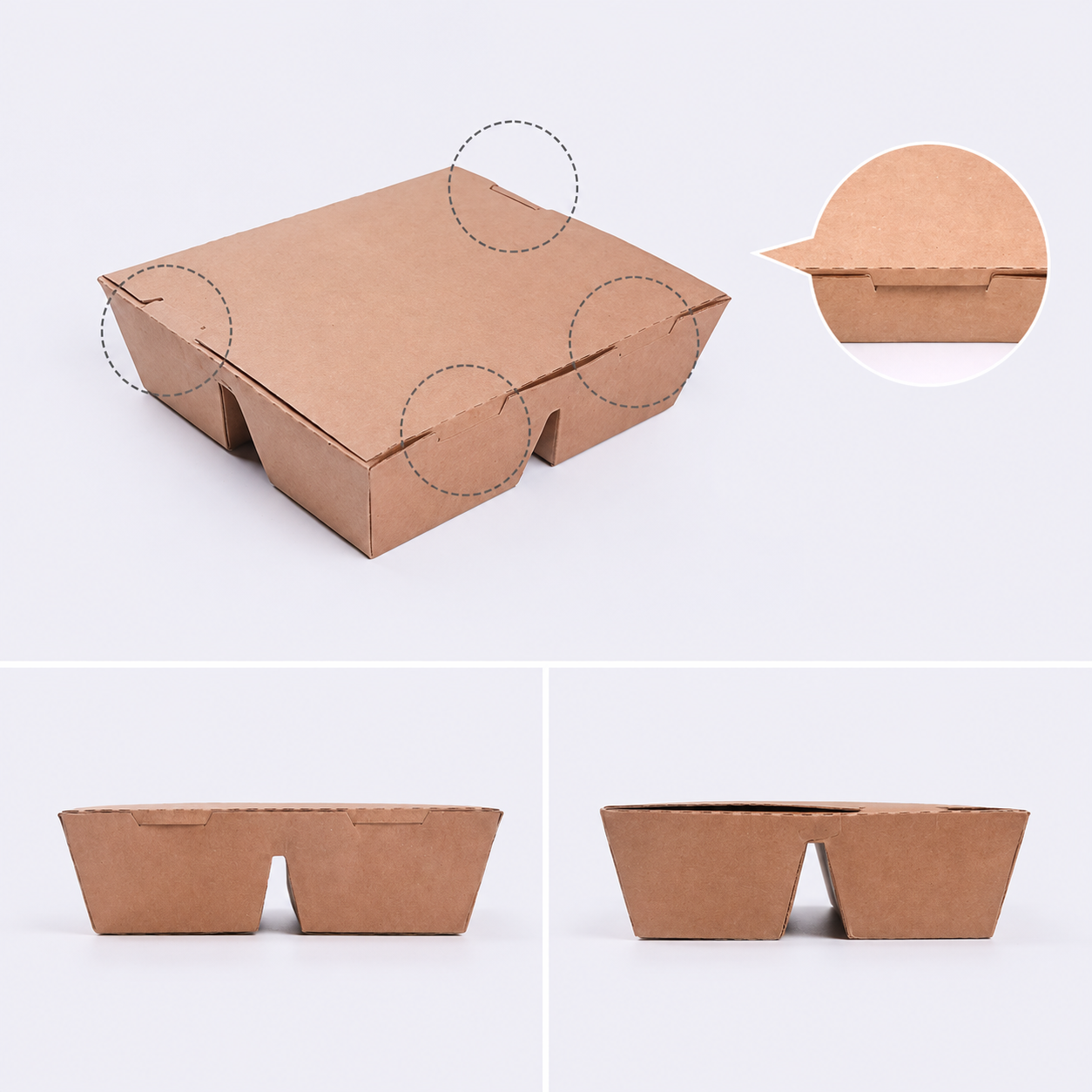 EM175 Kraft 4 Compartment Takeaway Box