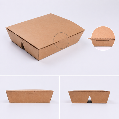 EM185 Kraft 3 Compartment Takeaway Box