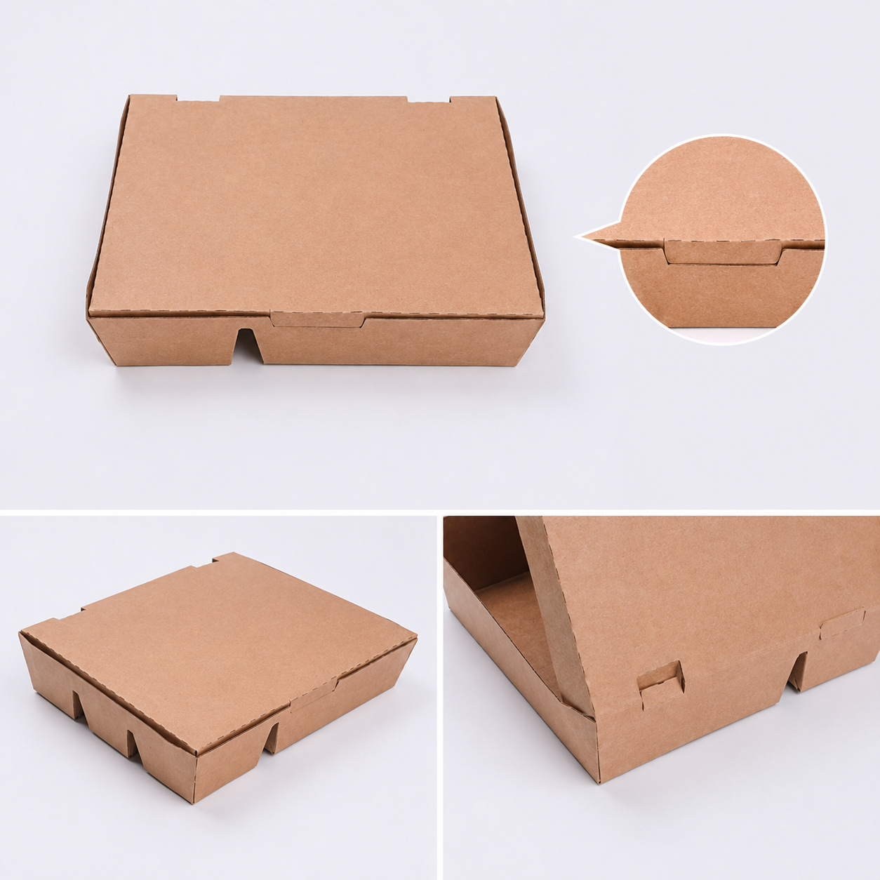 EM185 Kraft 4 Compartment Takeaway Box