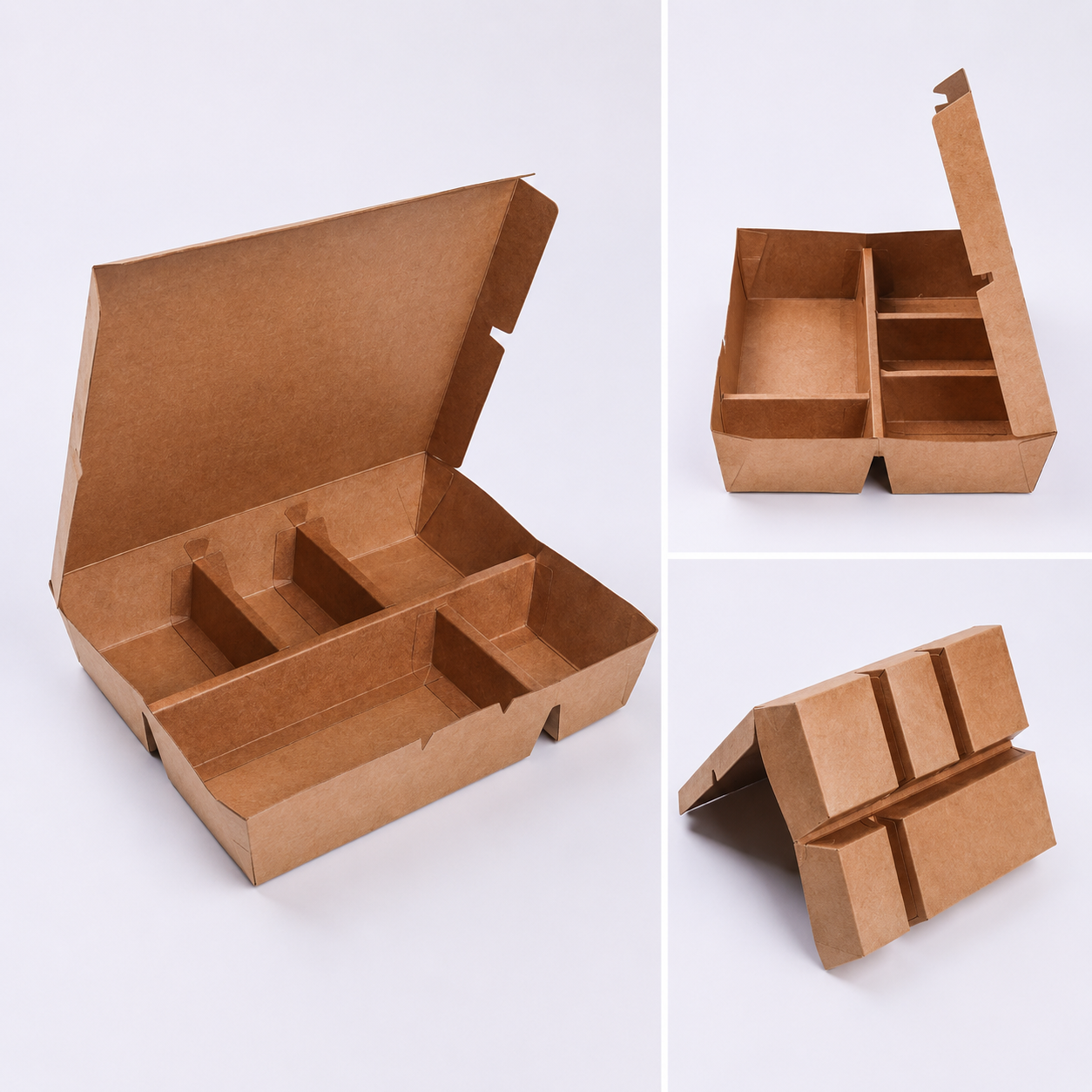 EM185 Kraft 5 Compartment Takeaway Box