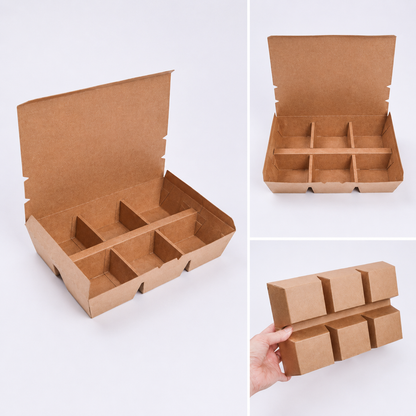 EM210 Kraft 6 Compartment Takeaway Box
