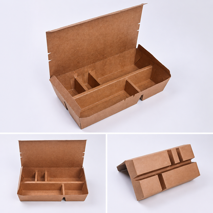EM240 Kraft 5 Compartment Takeaway Box
