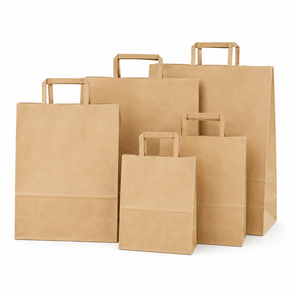 KTB-L Kraft Flat Handle Takeaway Bag  | Large