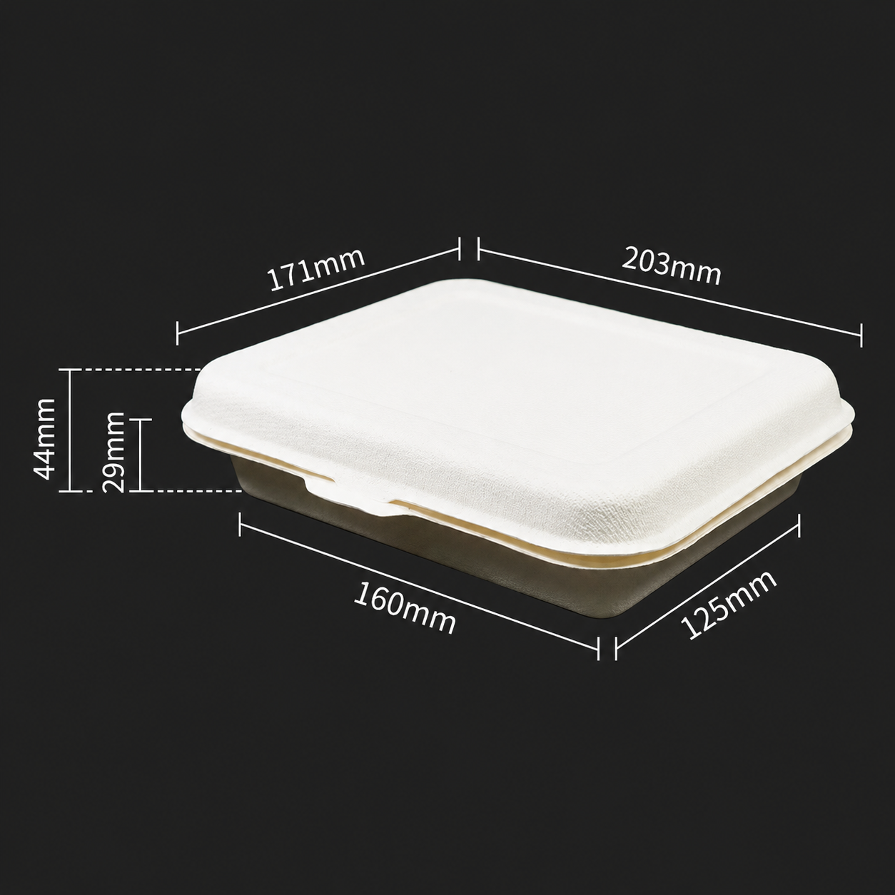 MP4 Sugarcane Clamshell Box